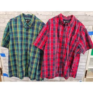 Alaskan Hardgear Deluth XL Green Red Plaid‎ Button Up Shirt Men Lot of 2